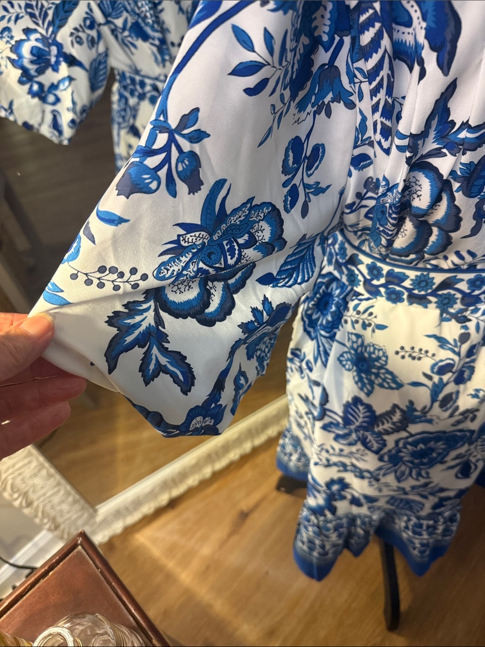 Sugarlips Blue and White Floral Belted Midi Dress - Picture 7 of 10